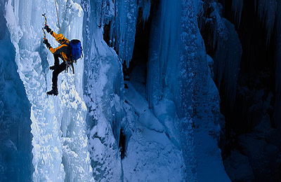 Ice Ascent ... This image of Ice Climber Chris Alstrin again illustrates the use of the "Triple Play" ... the "Hat Trick" ... the "Trifecta" of Design